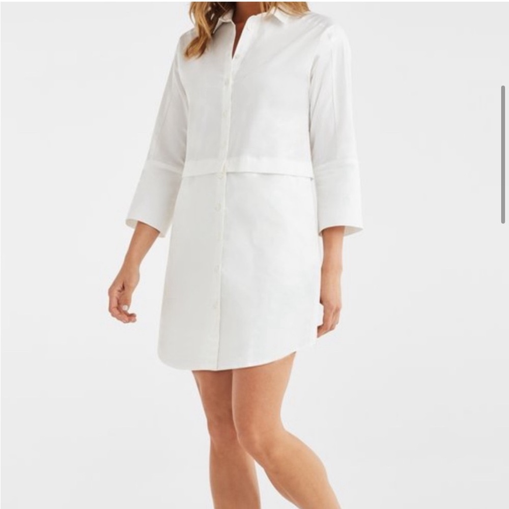 Vetta The Convertible Shirt Dress. Size Medium. White. 100% Organic Cotton. GUC